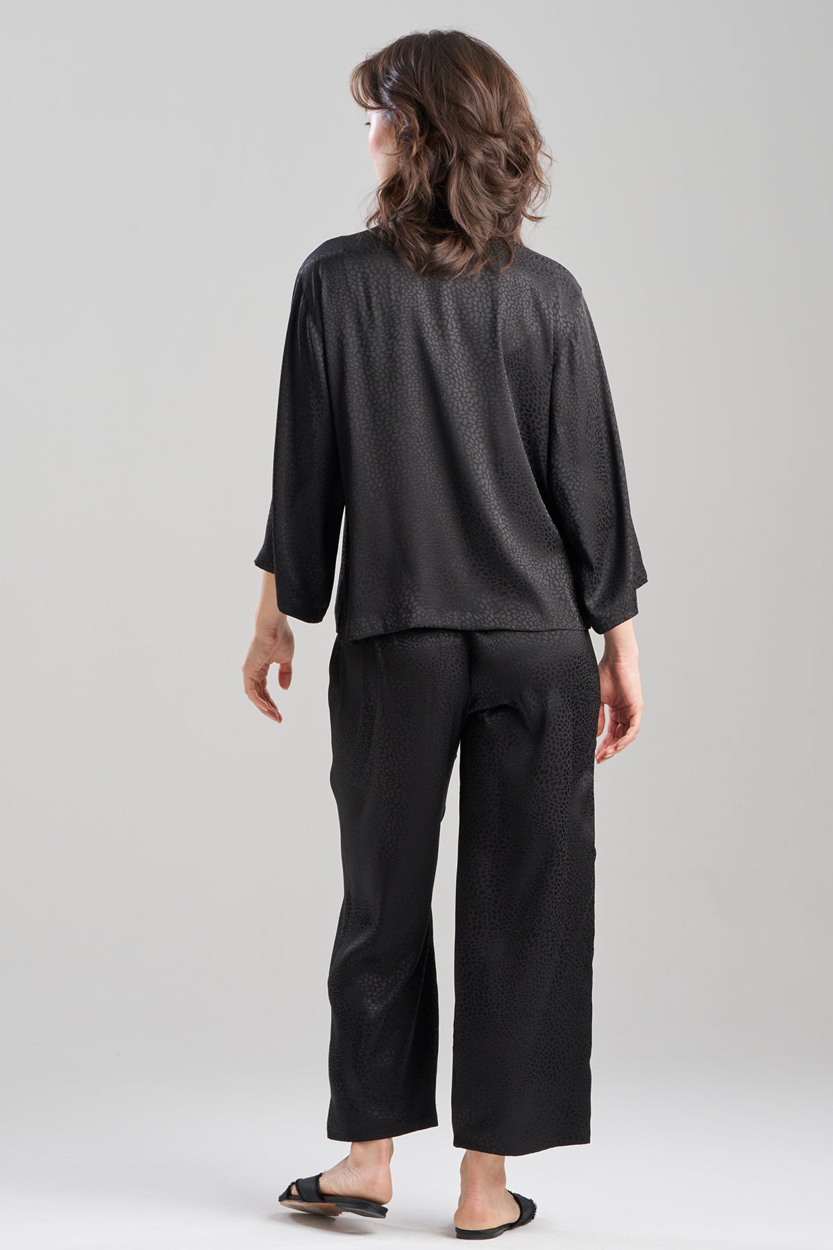Natori Wilderness Satin Jacquard Button Down PJ Set