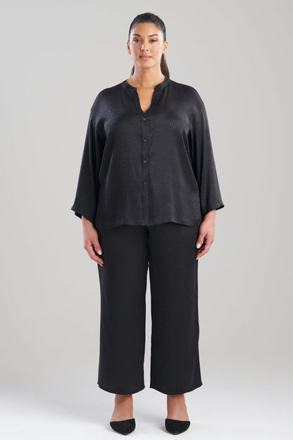 Natori Wilderness Satin Jacquard Button Down PJ Set