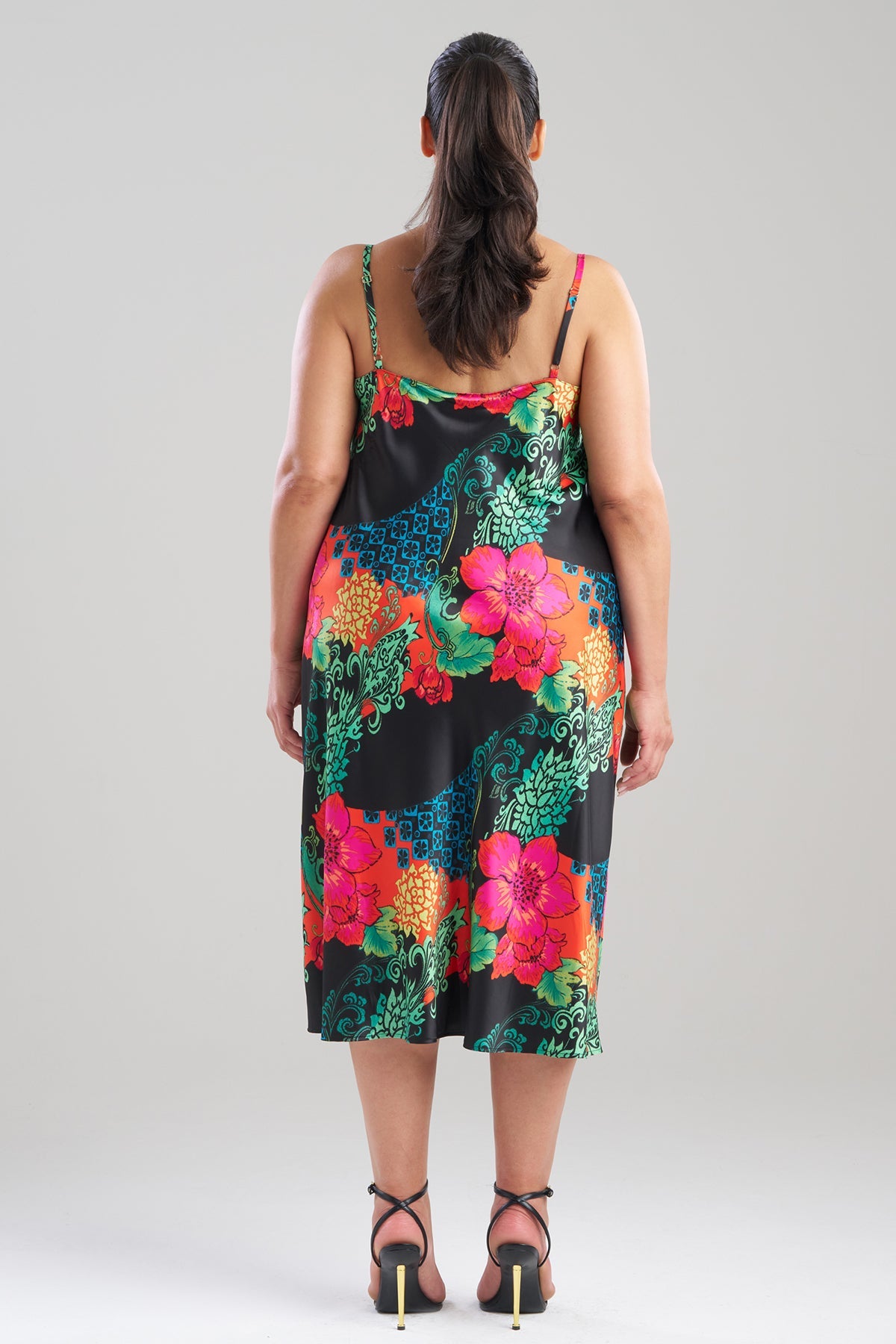 Natori Harvest Printed Satin Slip Dress