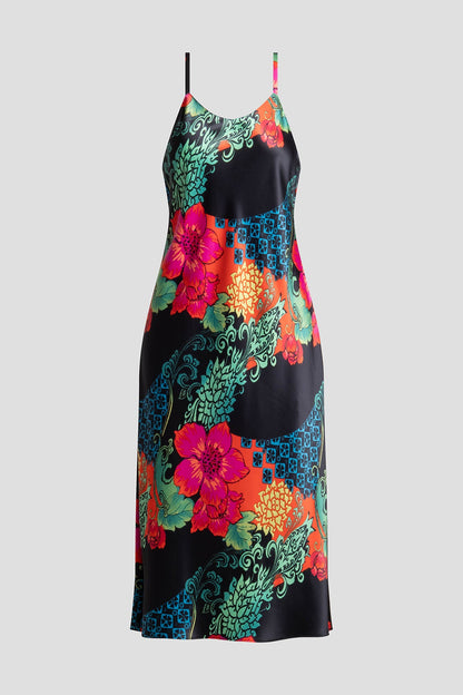 Natori Harvest Printed Satin Slip Dress