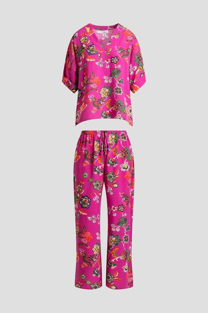 Natori Fleur Dragon Printed Challis PJ Set