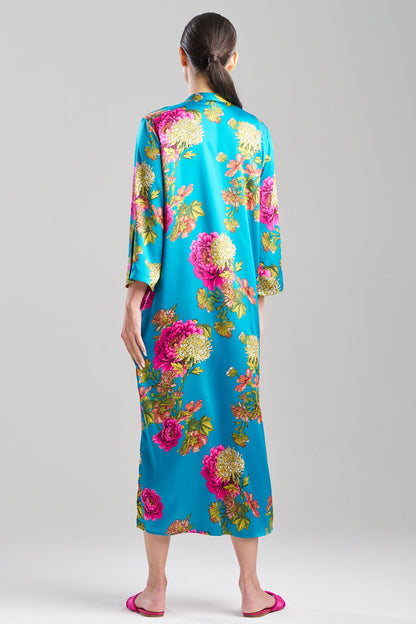 Natori Crysanthe Printed Satin Zip Caftan