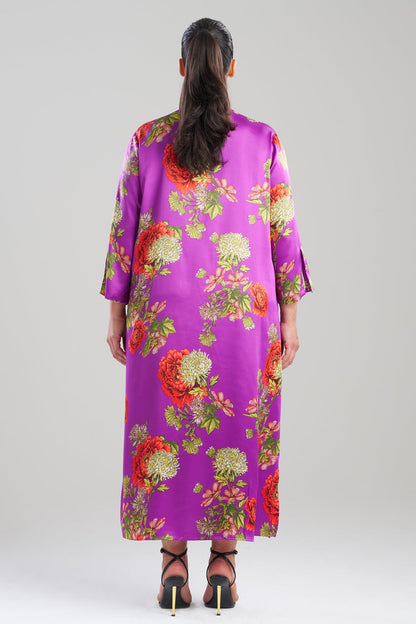 Natori Crysanthe Printed Satin Zip Caftan