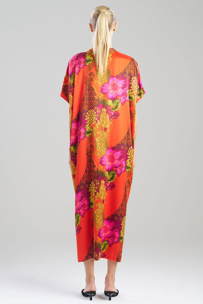 Natori Harvest Printed Satin Wedge Caftan