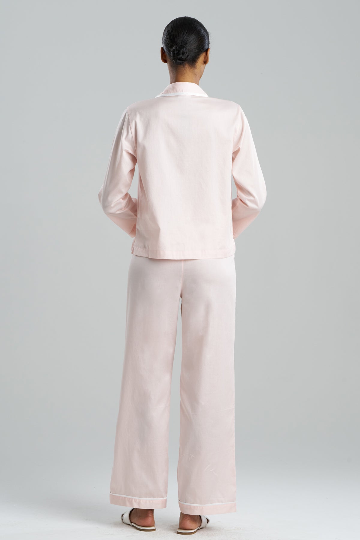 Natori Cotton Sateen Embroidered Essentials Notch PJ