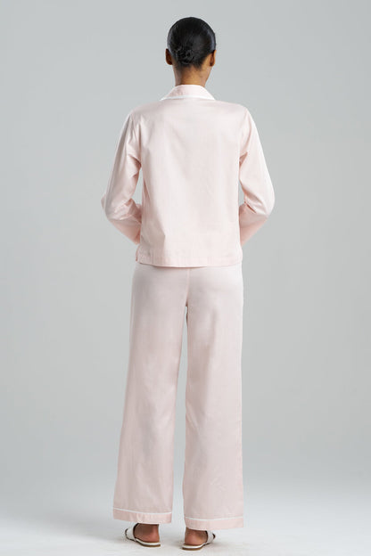 Natori Cotton Sateen Embroidered Essentials Notch PJ
