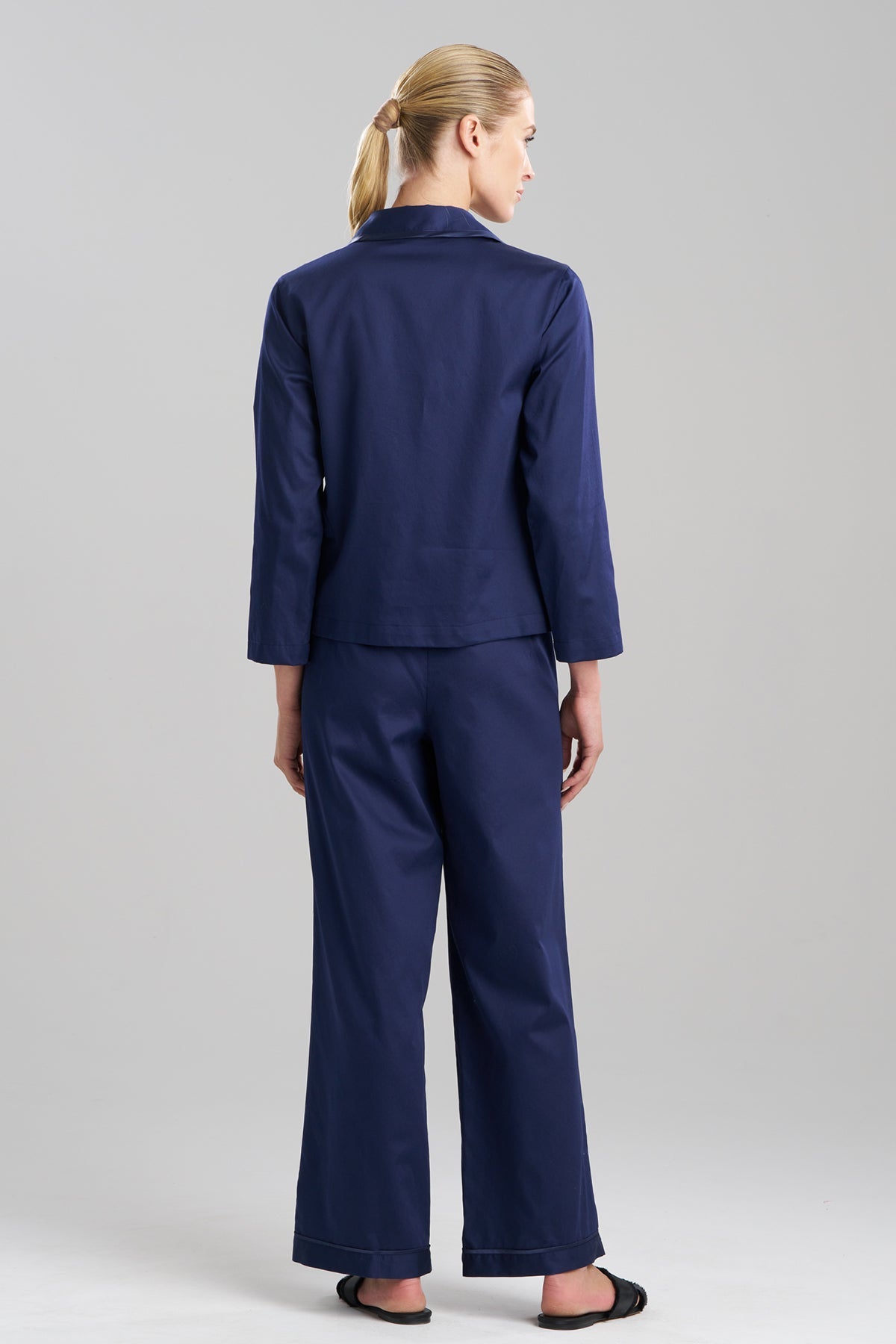 Natori Cotton Sateen Embroidered Essentials Notch PJ