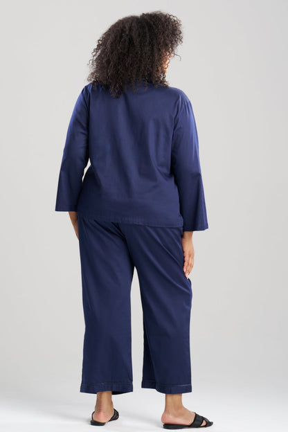 Natori Cotton Sateen Embroidered Essentials Notch PJ
