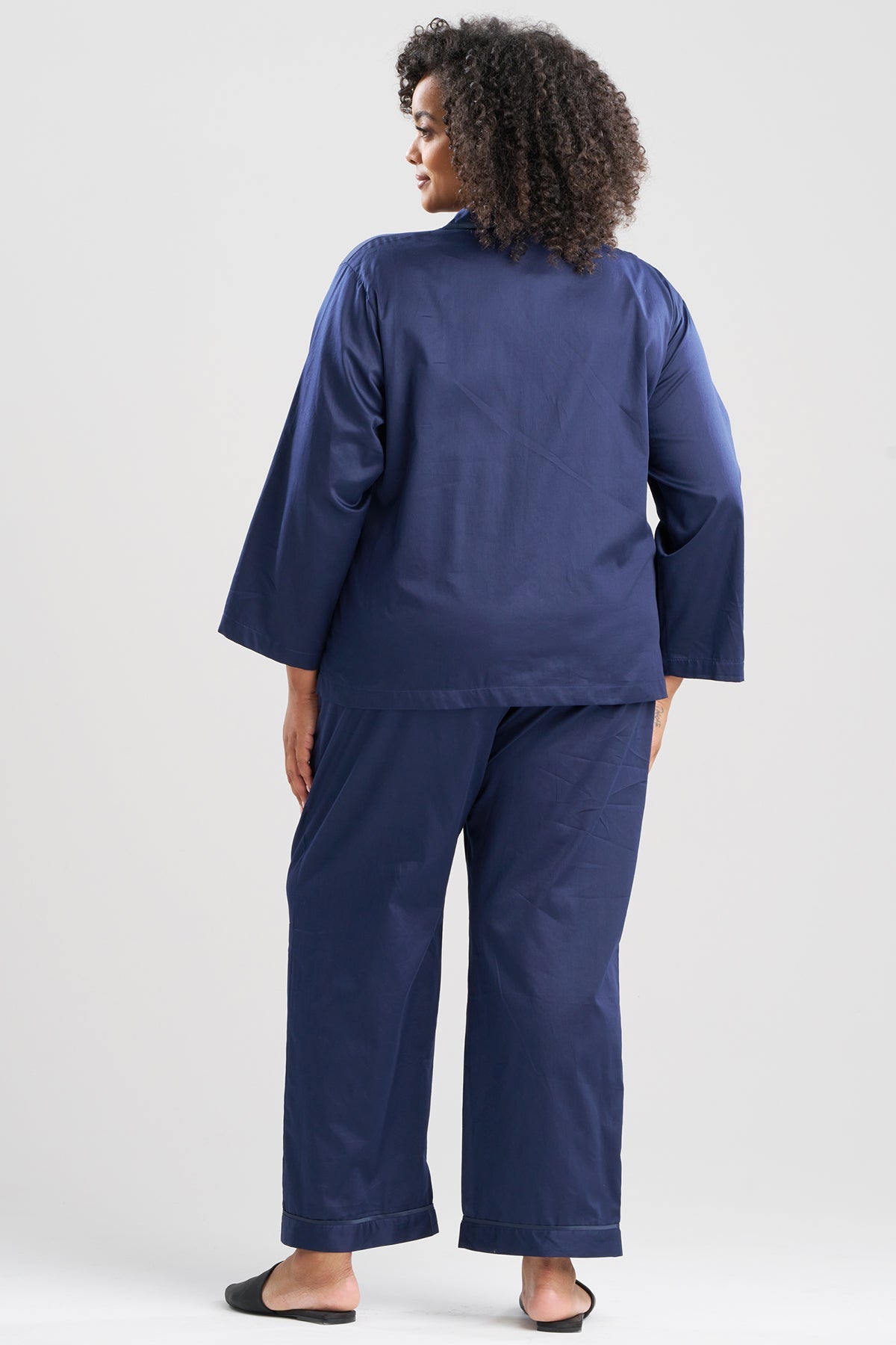 Natori Cotton Sateen Embroidered Essentials Notch PJ