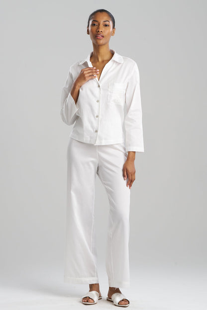 Natori Cotton Sateen Embroidered Essentials Notch PJ