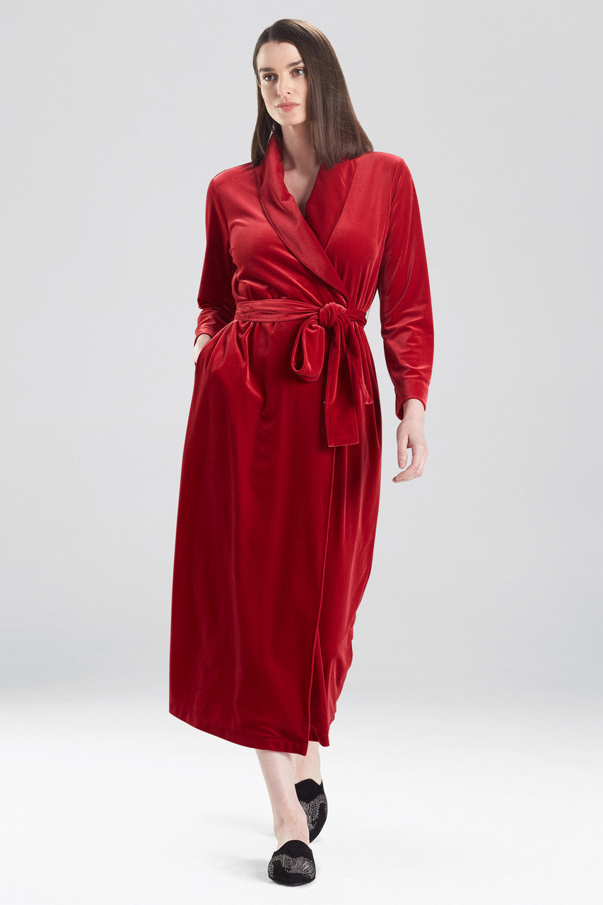 Natori Buy Natalie Velvet Robe in Brocade Red Online