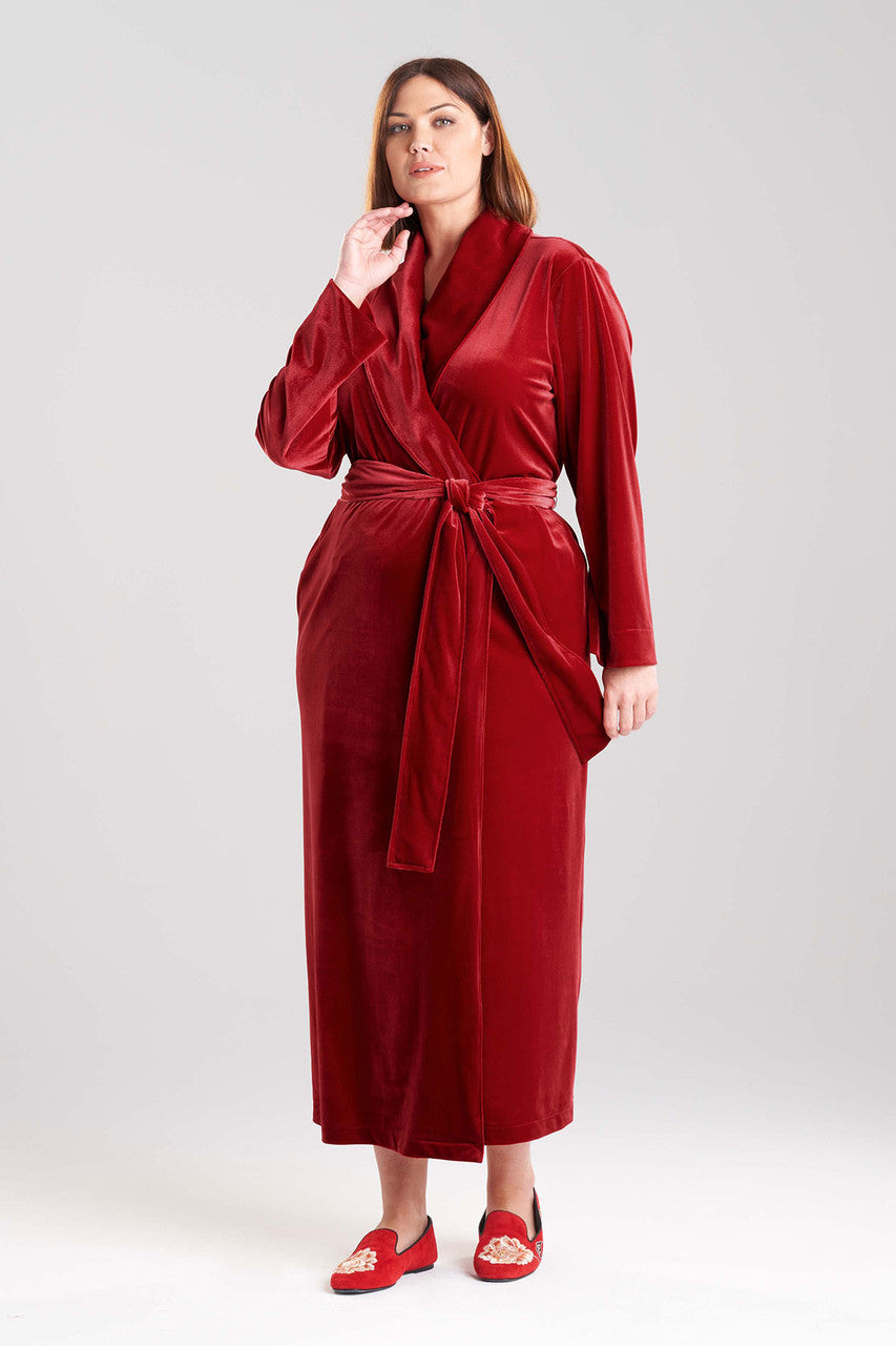 Natori Buy Natalie Velvet Robe in Brocade Red Online