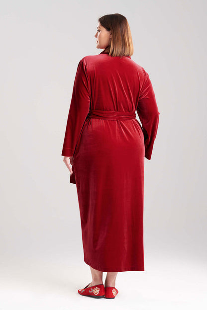 Natori Buy Natalie Velvet Robe in Brocade Red Online