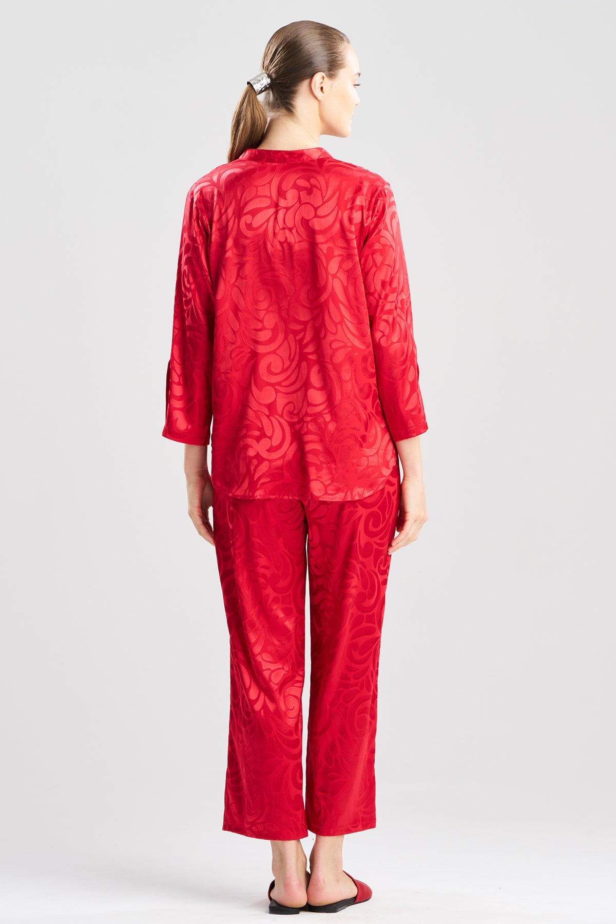 Natori Scroll Satin Jacquard Long Sleeve PJ