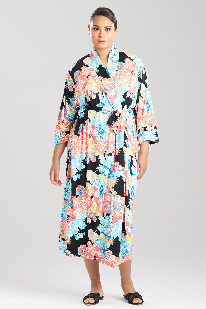 Natori Buy Geisha Garden Knit Robe in Black Multi Online