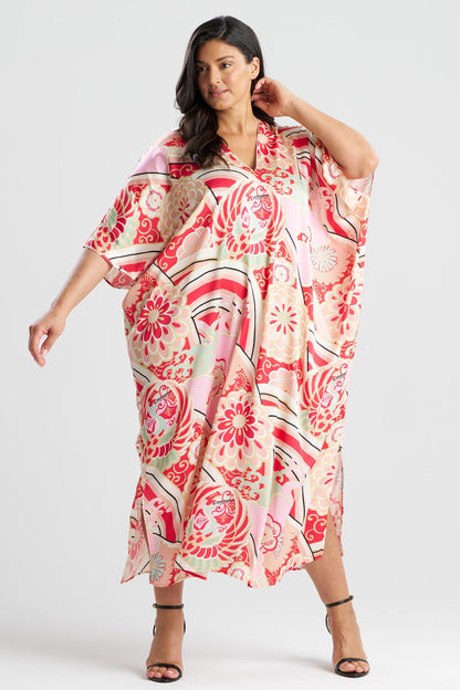 Natori Medallion V-Neck Caftan