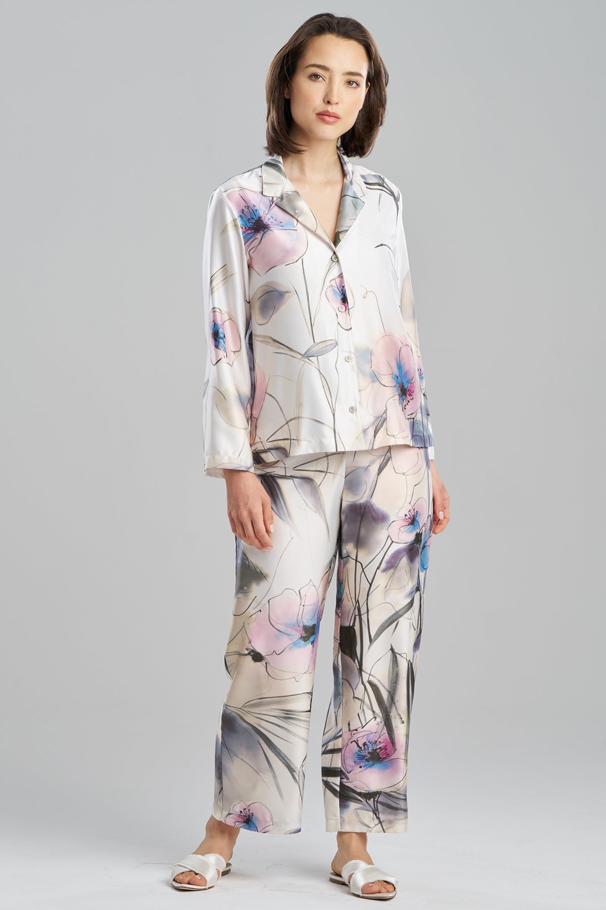 Natori Hiyaku Printed Charmeuse Notch PJ
