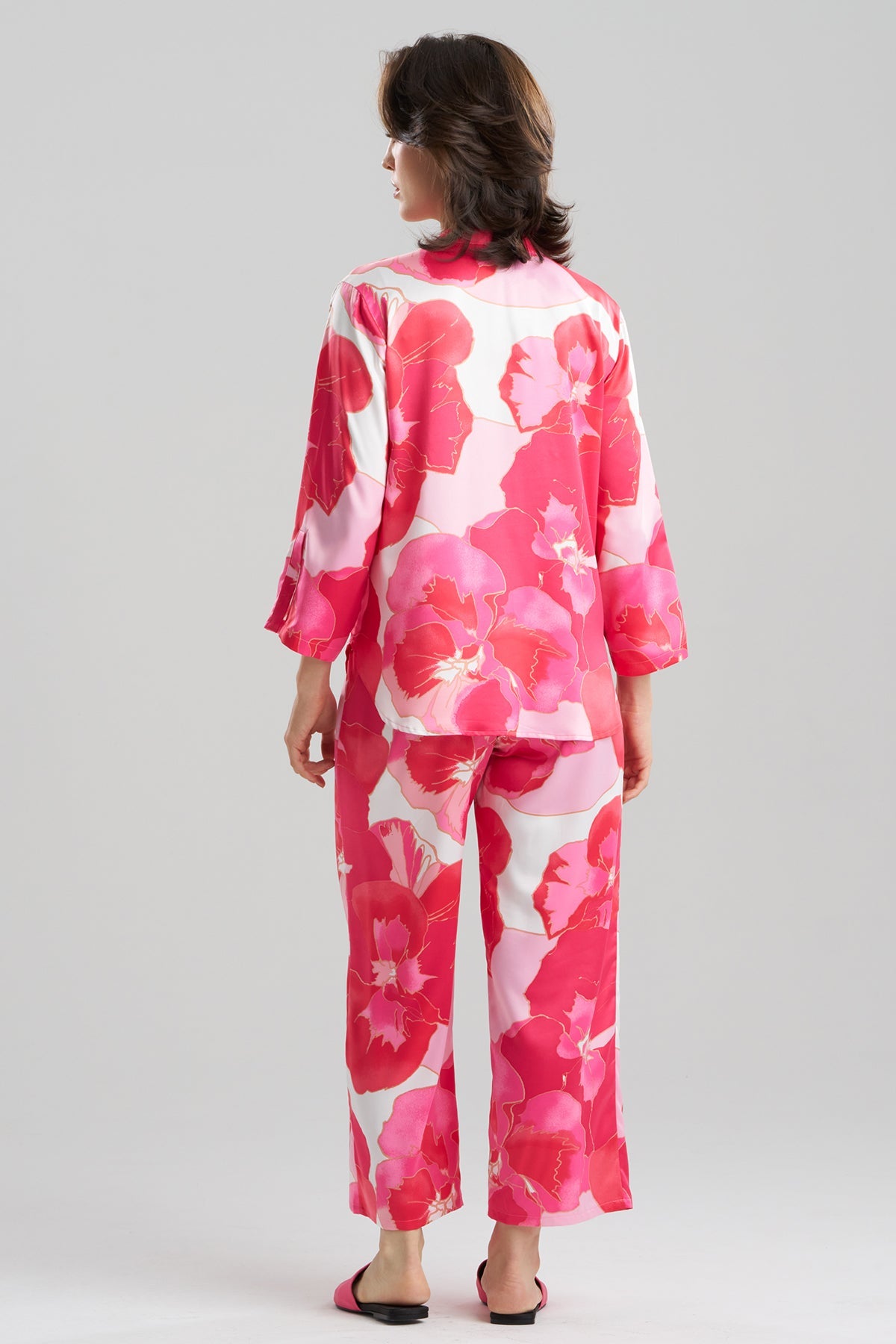 Natori Floria Printed Satin Mandarin PJ Set