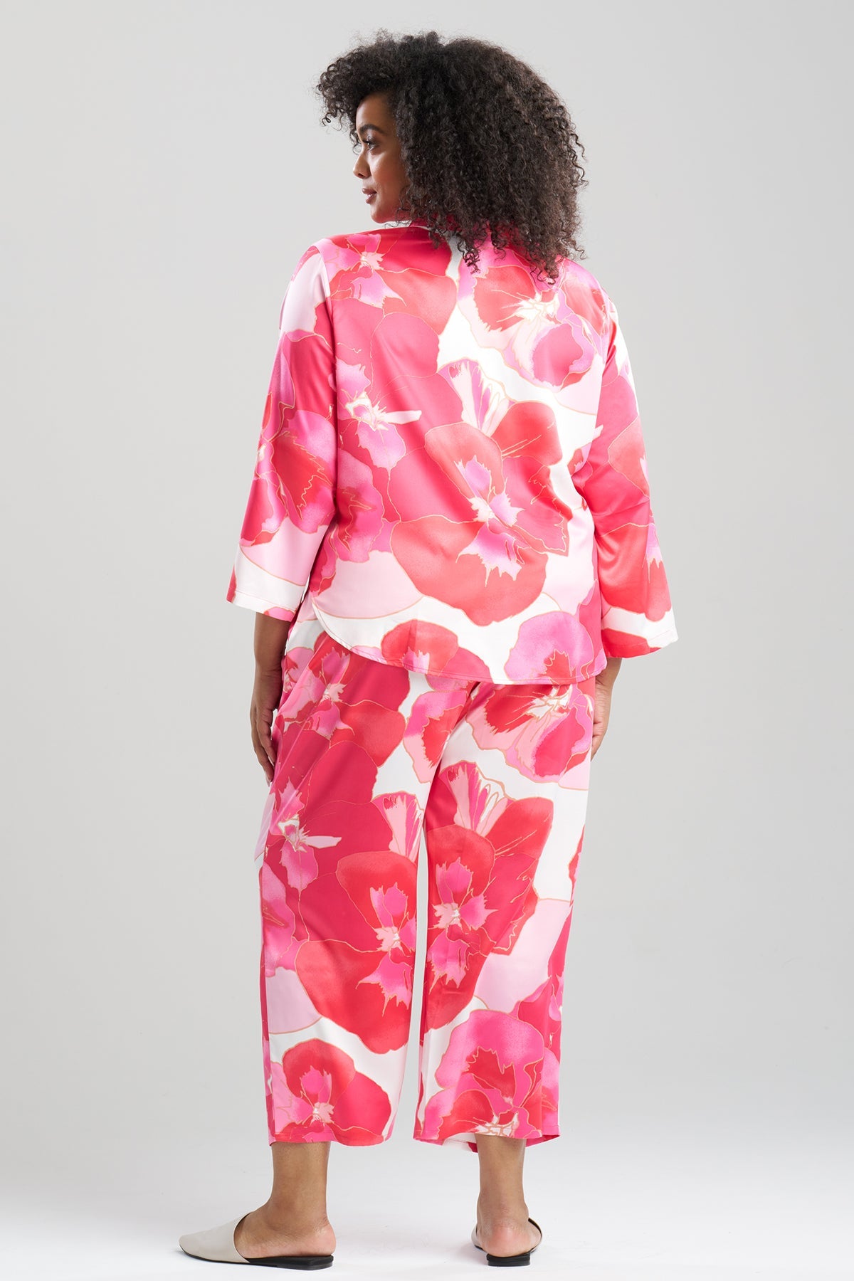 Natori Floria Printed Satin Mandarin PJ Set