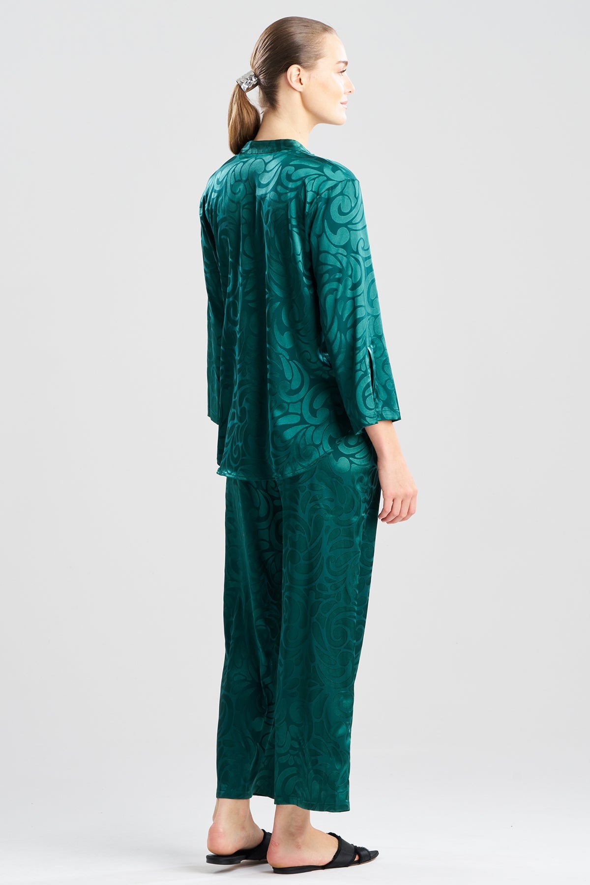 Natori Scroll Satin Jacquard Long Sleeve PJ