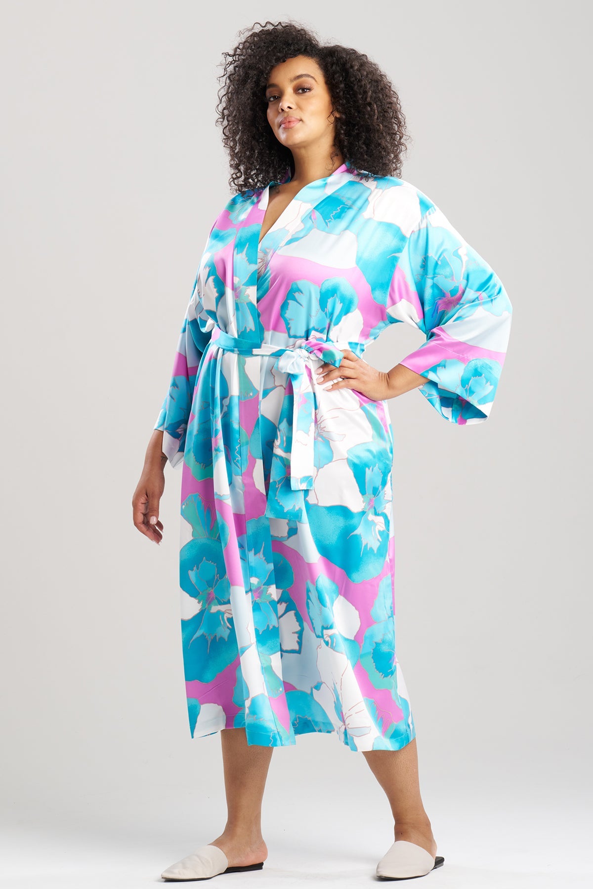 Natori Floria Printed Satin Robe