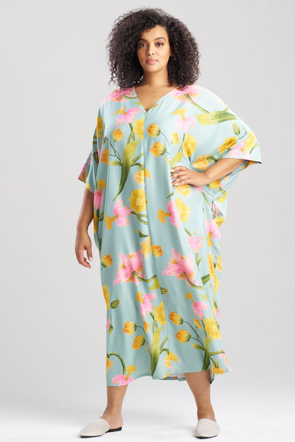 Natori Solene Matte Charmeuse Zip Caftan