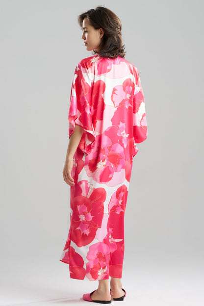 Natori Floria Printed Satin Mandarin Caftan