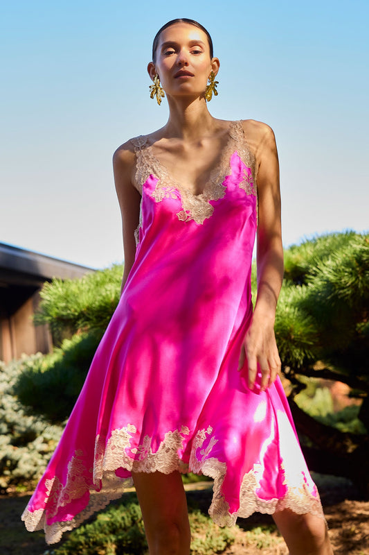 Natori Lolita Lace V-Neck Silk Chemise