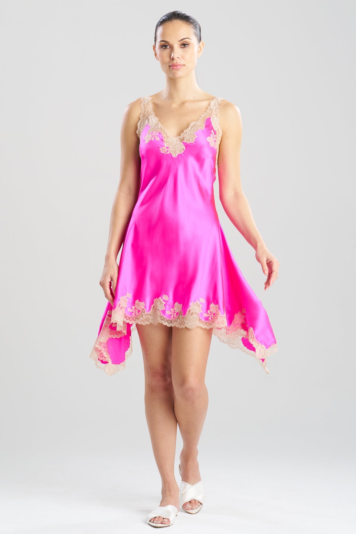 Natori Lolita Lace V-Neck Silk Chemise