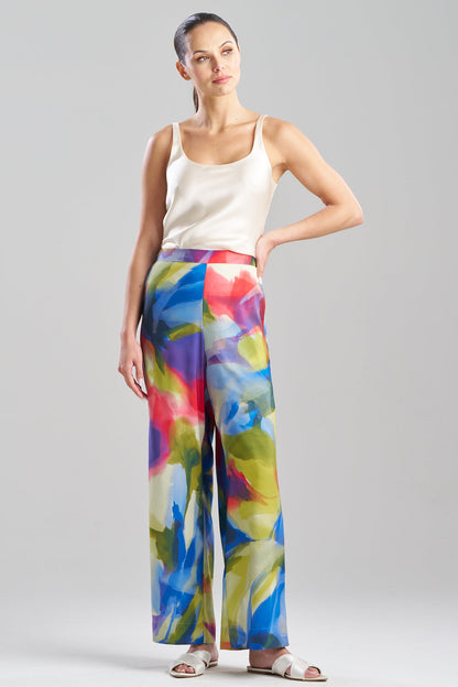 Natori Kumo Printed Stretch Satin Wide Leg Pants