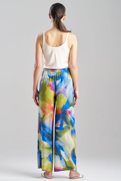 Natori Kumo Printed Stretch Satin Wide Leg Pants