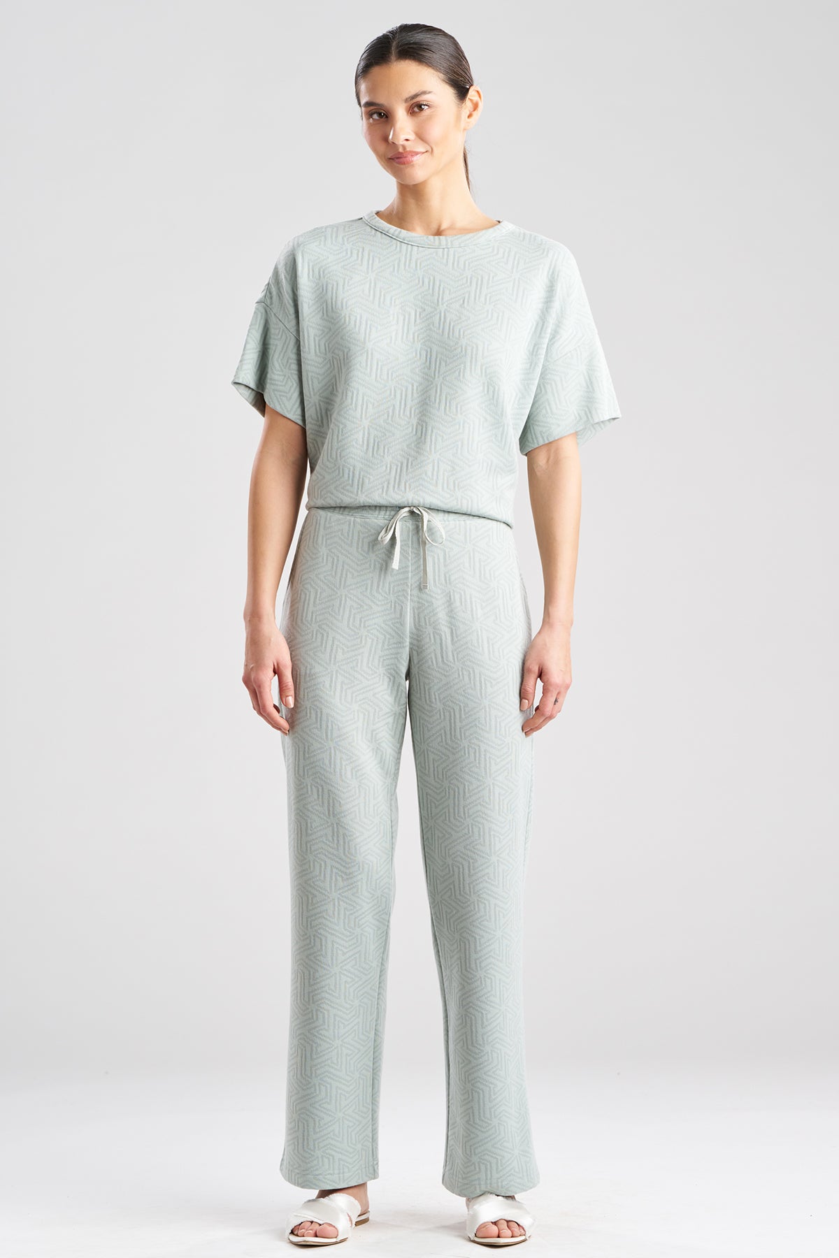 Natori Quilted Geo Knit Jacquard Straight Leg Pants