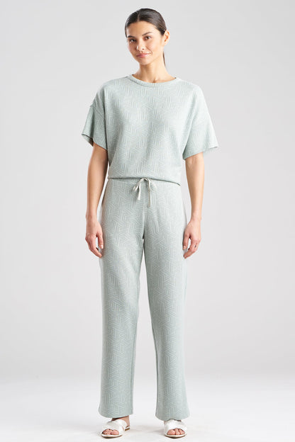 Natori Quilted Geo Knit Jacquard Straight Leg Pants