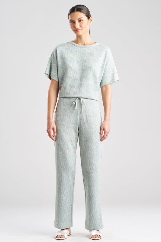 Natori Quilted Geo Knit Jacquard Straight Leg Pants