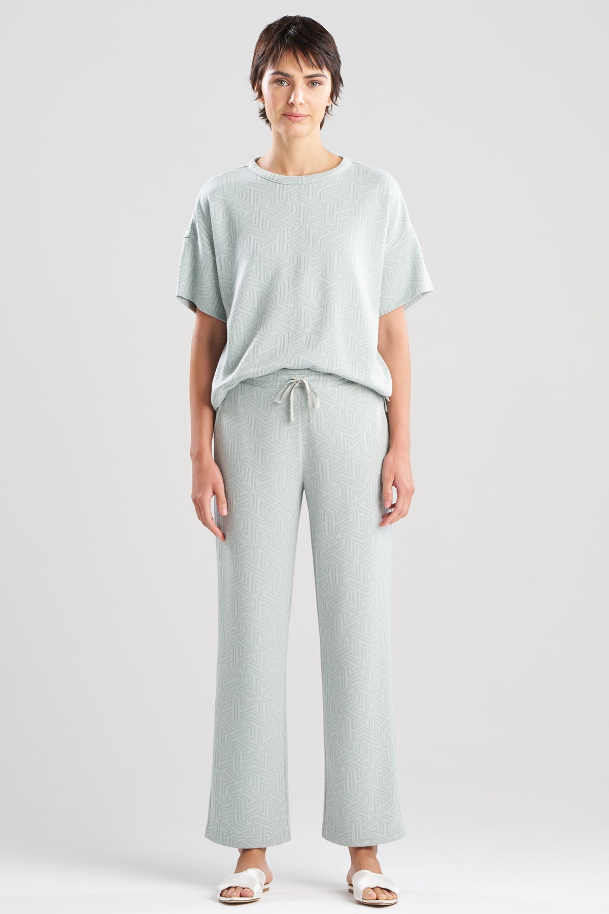 Natori Quilted Geo Knit Jacquard Straight Leg Pants