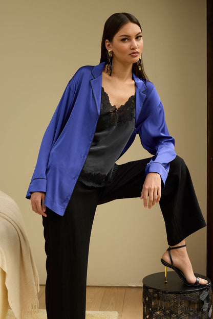 Natori Satin Essentials Oversized Notch Shirt