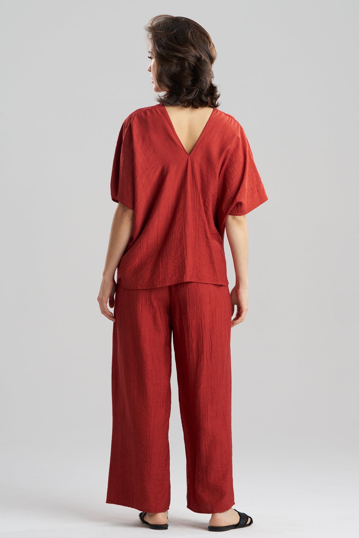 Natori Terra Foil Crinkle Caftan Shirt