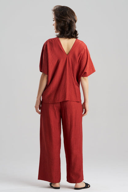 Natori Terra Foil Crinkle Caftan Shirt