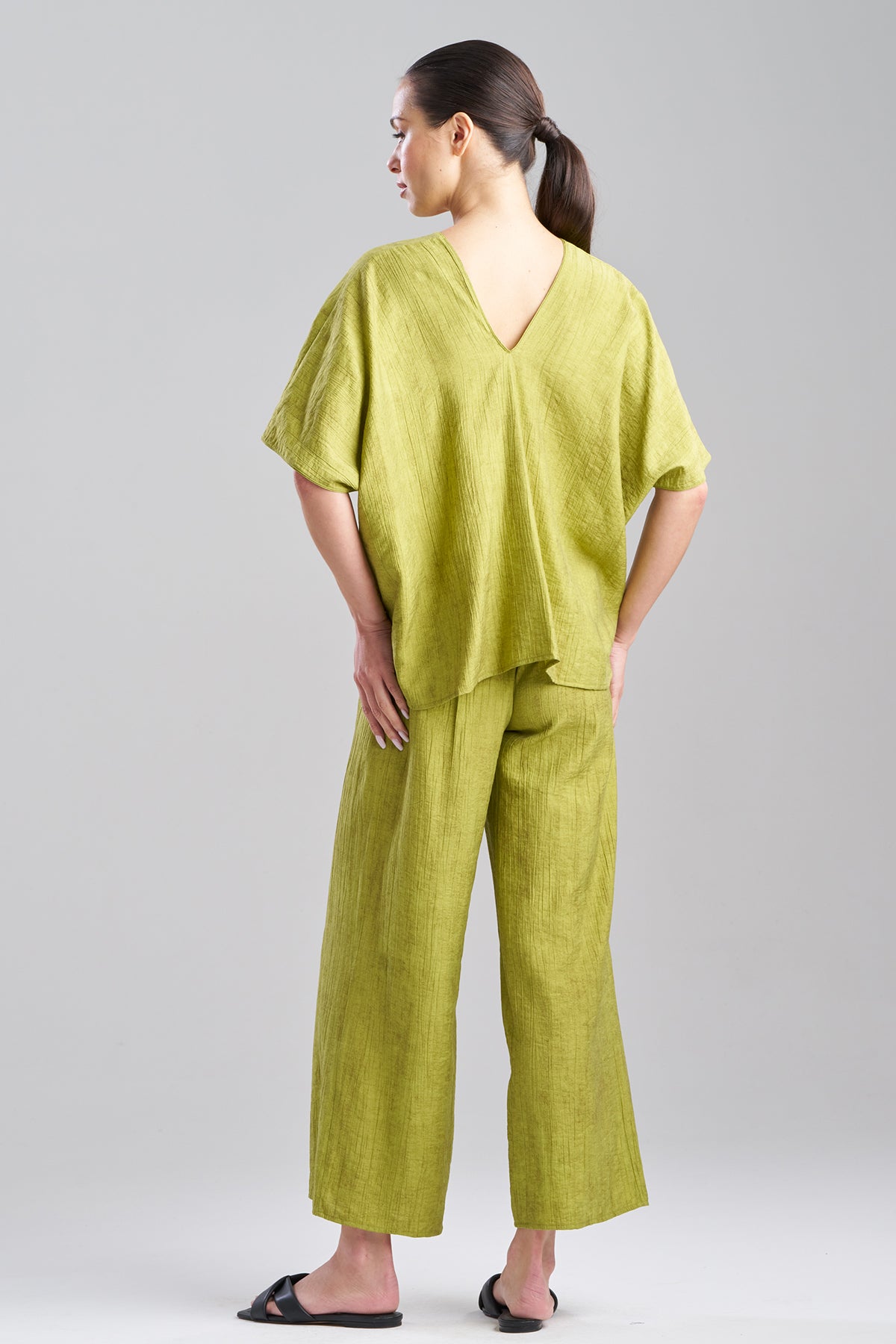 Natori Terra Foil Crinkle Caftan Shirt