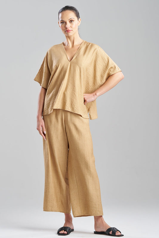 Natori Terra Foil Crinkle Caftan Shirt