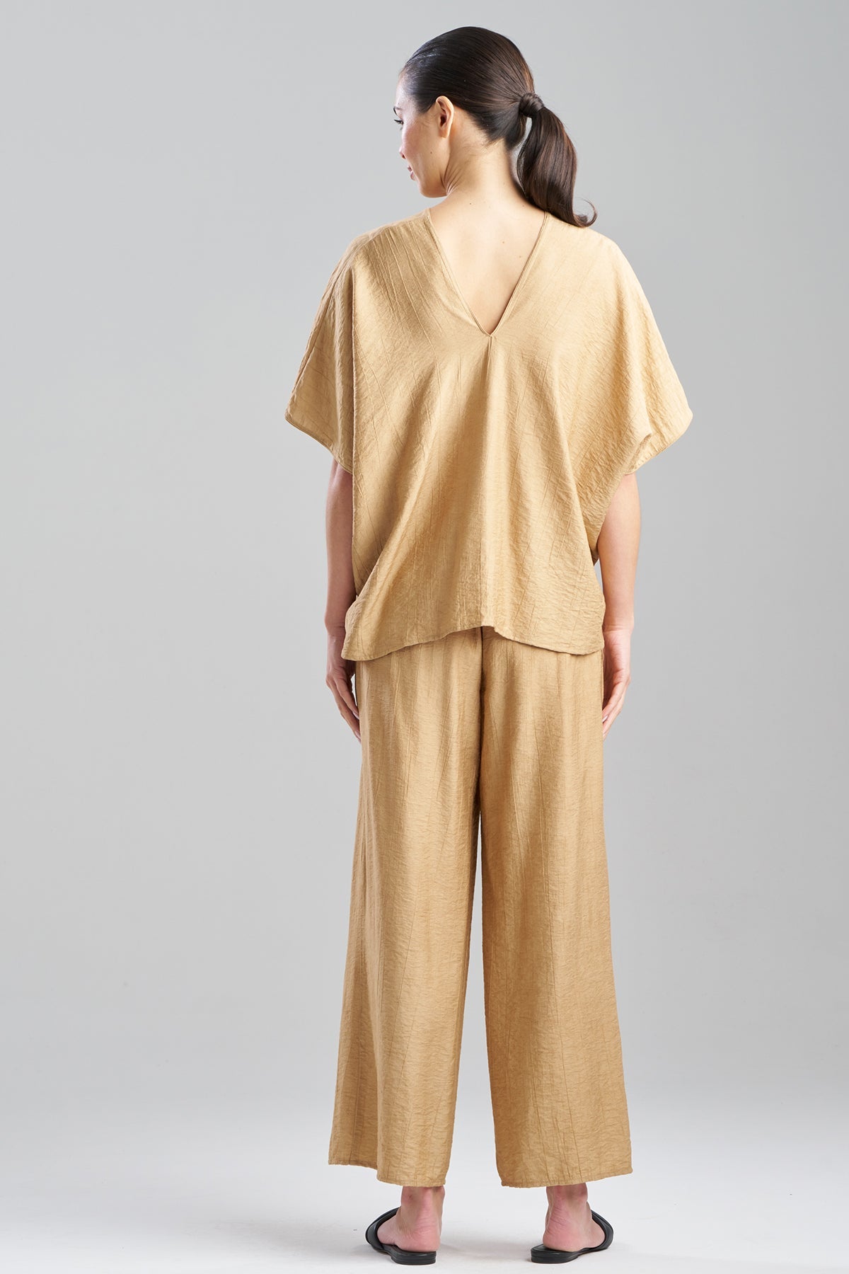 Natori Terra Foil Crinkle Caftan Shirt