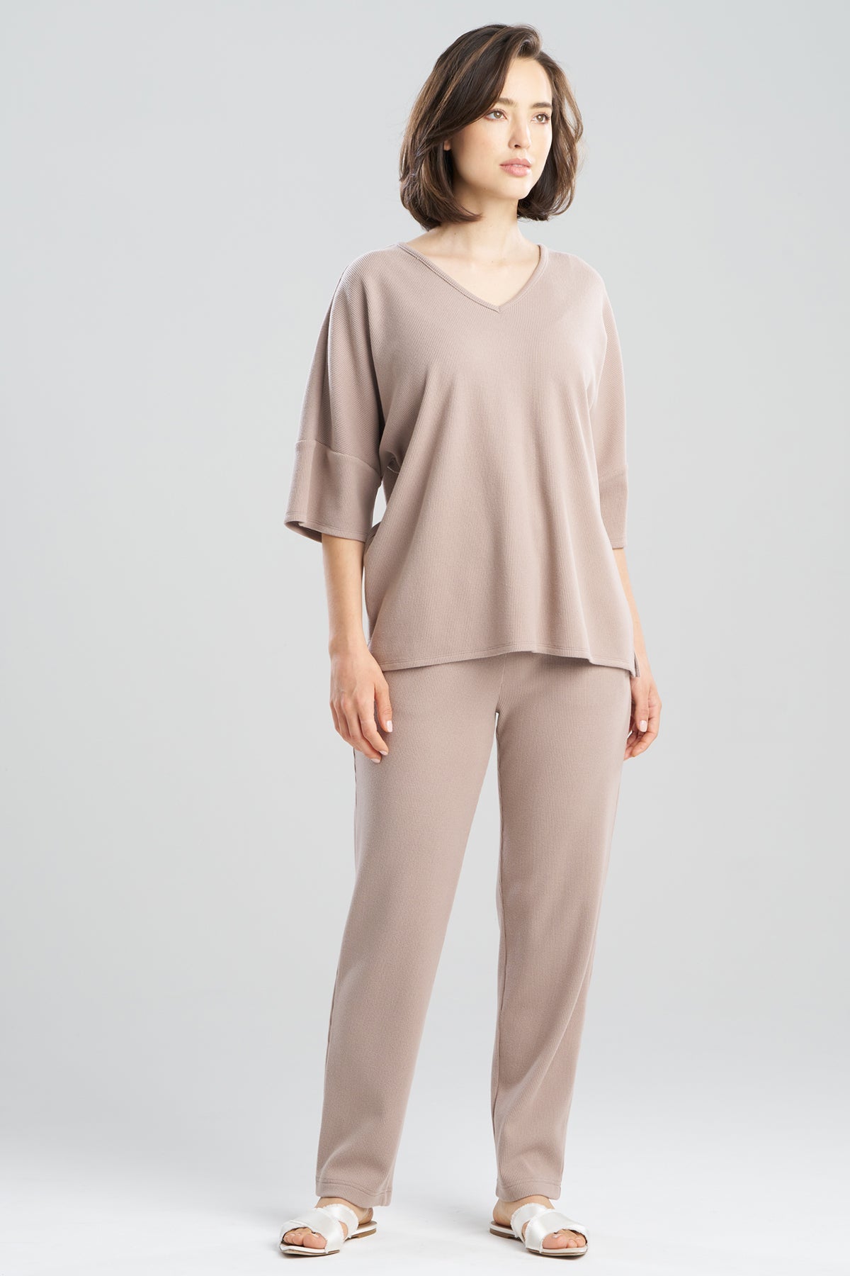 Natori Tranquility Waffle V-Neck Top