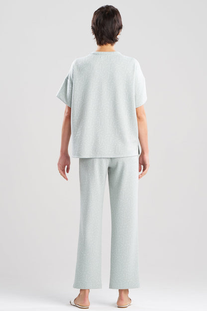 Natori Quilted Geo Knit Jacquard Short Sleeve Top