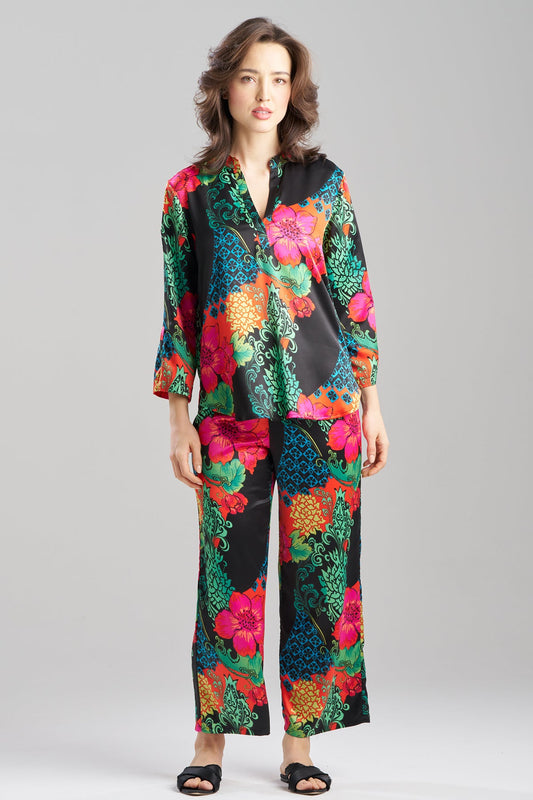 Natori Harvest Printed Satin Mandarin PJ Set
