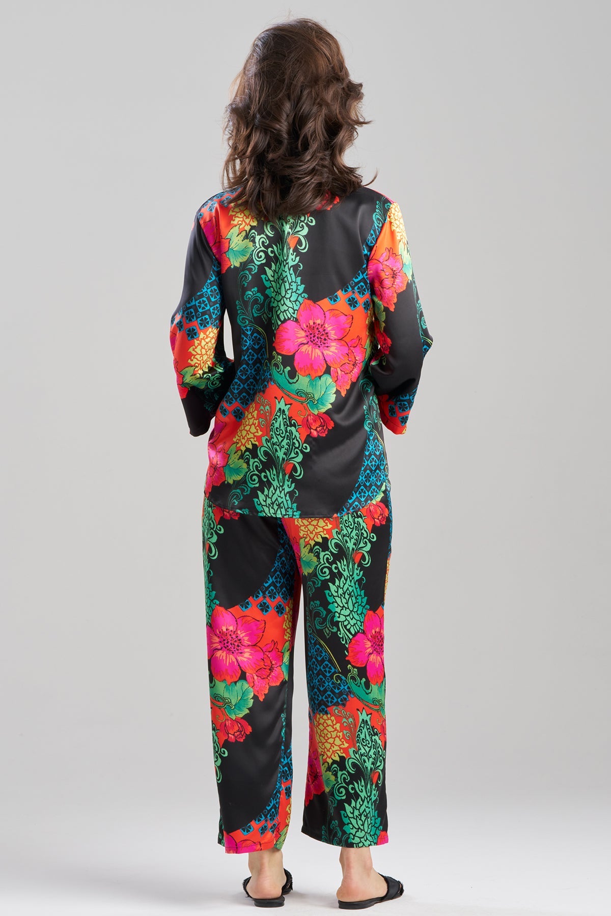 Natori Harvest Printed Satin Mandarin PJ Set