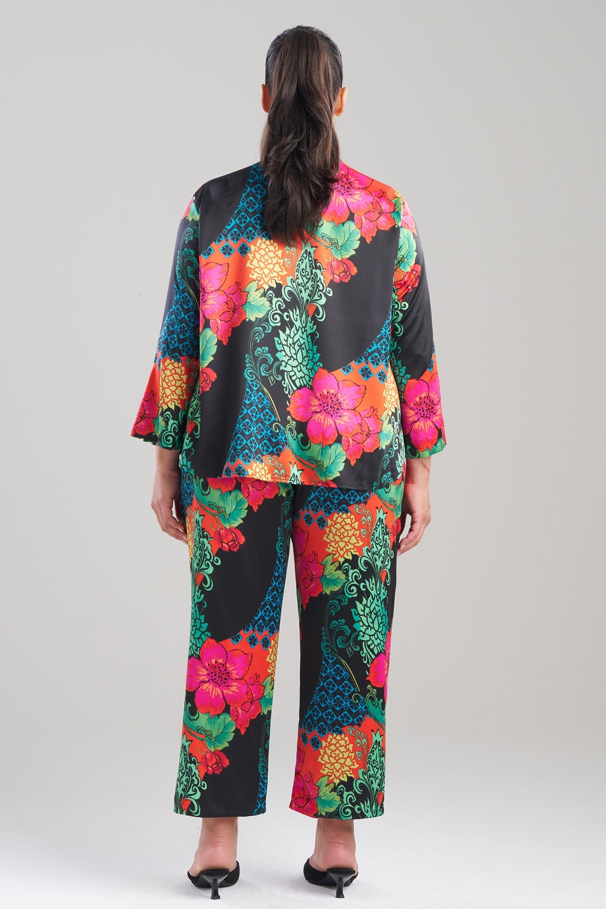 Natori Harvest Printed Satin Mandarin PJ Set