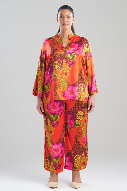 Natori Harvest Printed Satin Mandarin PJ Set