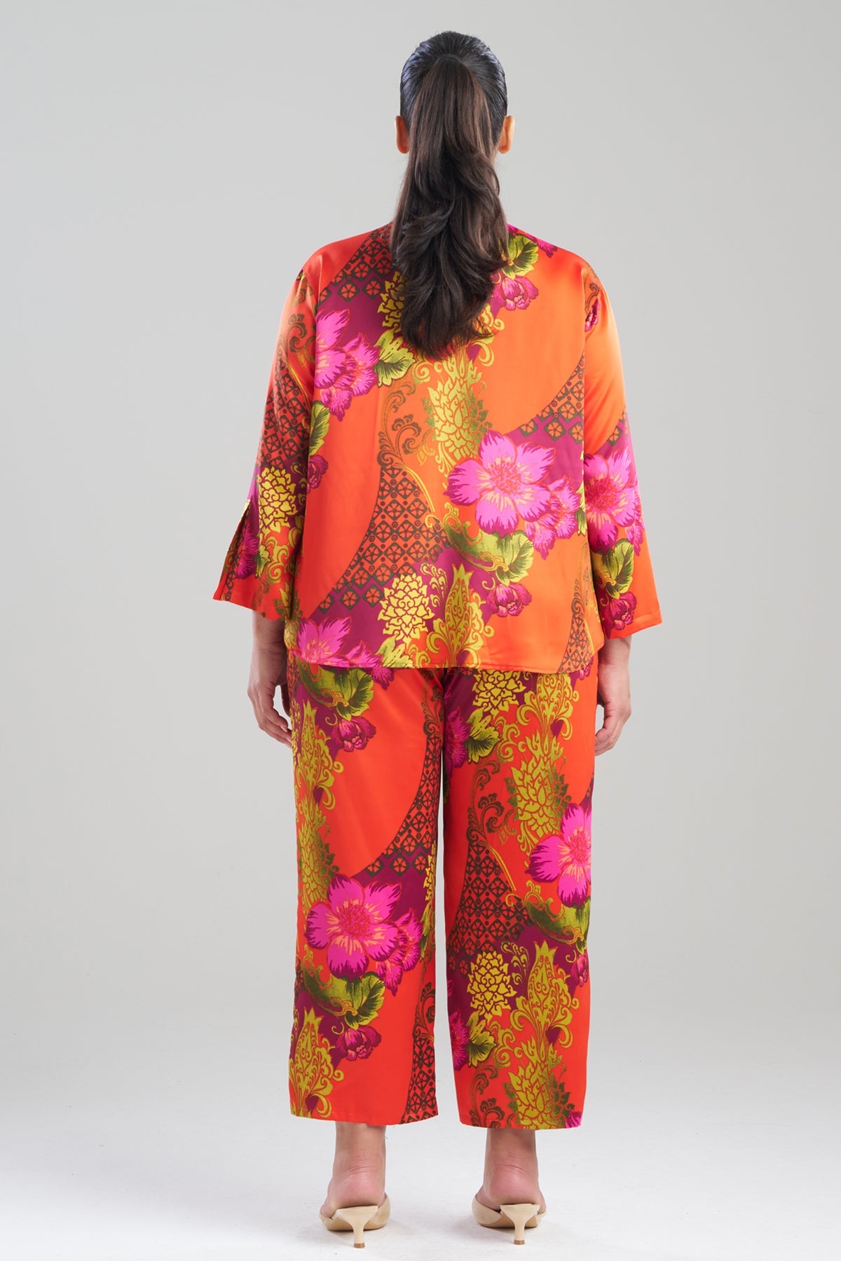 Natori Harvest Printed Satin Mandarin PJ Set