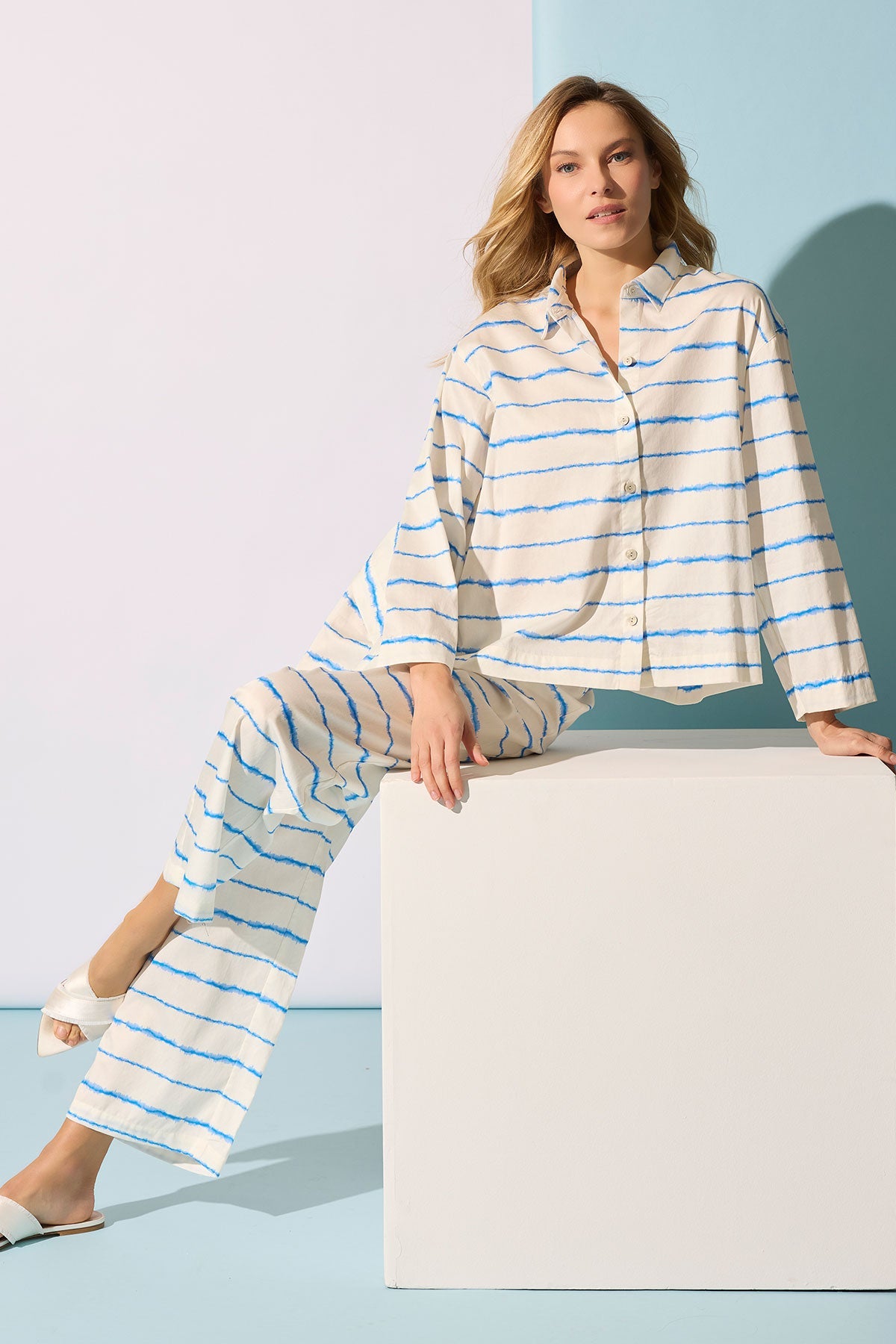 Natori Shibori Cotton Sateen Notch PJ