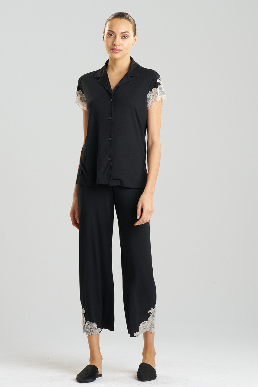 Natori Buy Luxe Shangri-La TENCEL™ Notch PJ in Black/Cocoon Online